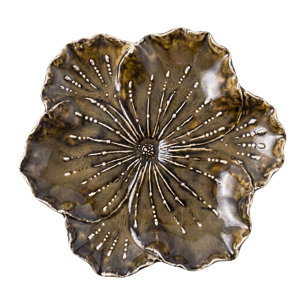 Clayre & Eef | Decoratie schaaltje Bloem Bruin Beige &oslash; 17x4 cm | 6CE2500