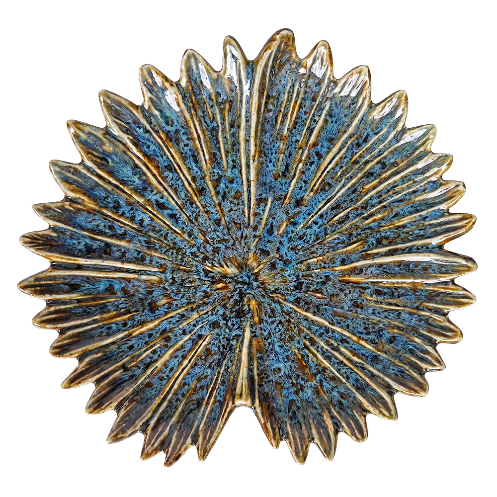 Clayre & Eef | Decoratie schaaltje Bloem Blauw Beige &oslash; 14x2 cm | 6CE2503