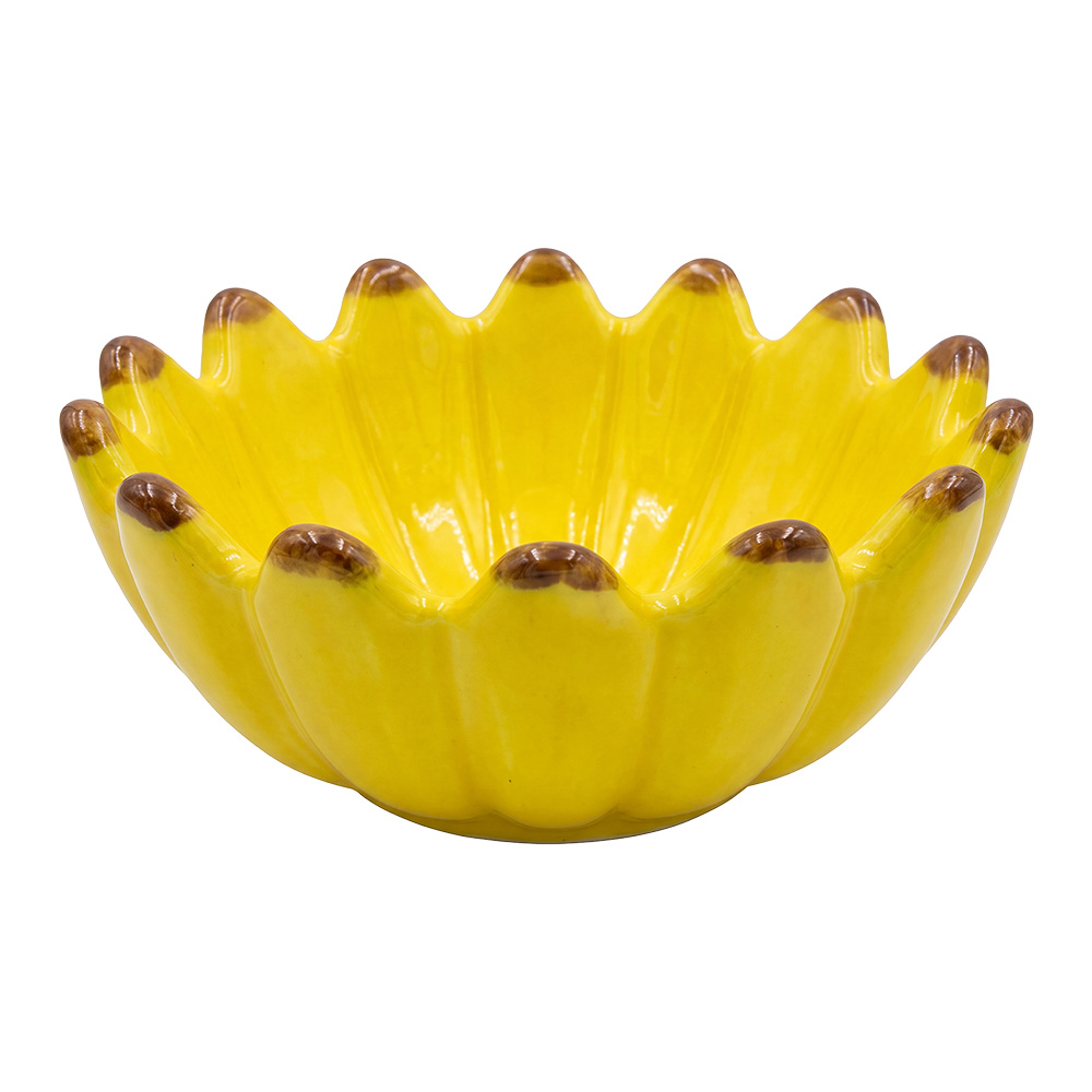 Clayre & Eef | Decoratie schaaltje Bloem Geel Bruin &oslash; 14x8 cm | 6CE2508