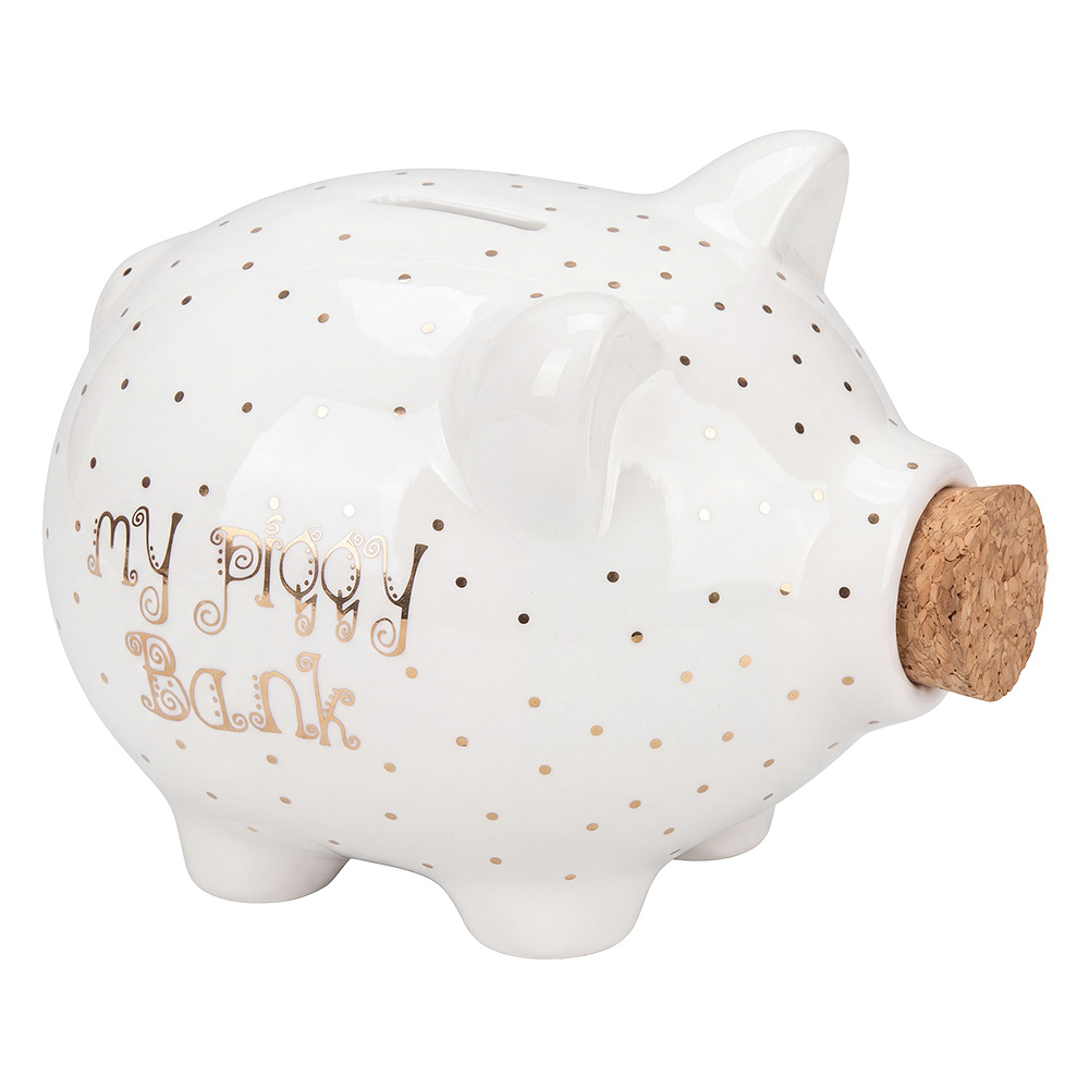 Clayre & Eef | Spaarpot Wit 15x11x12 cm | 6CE2476