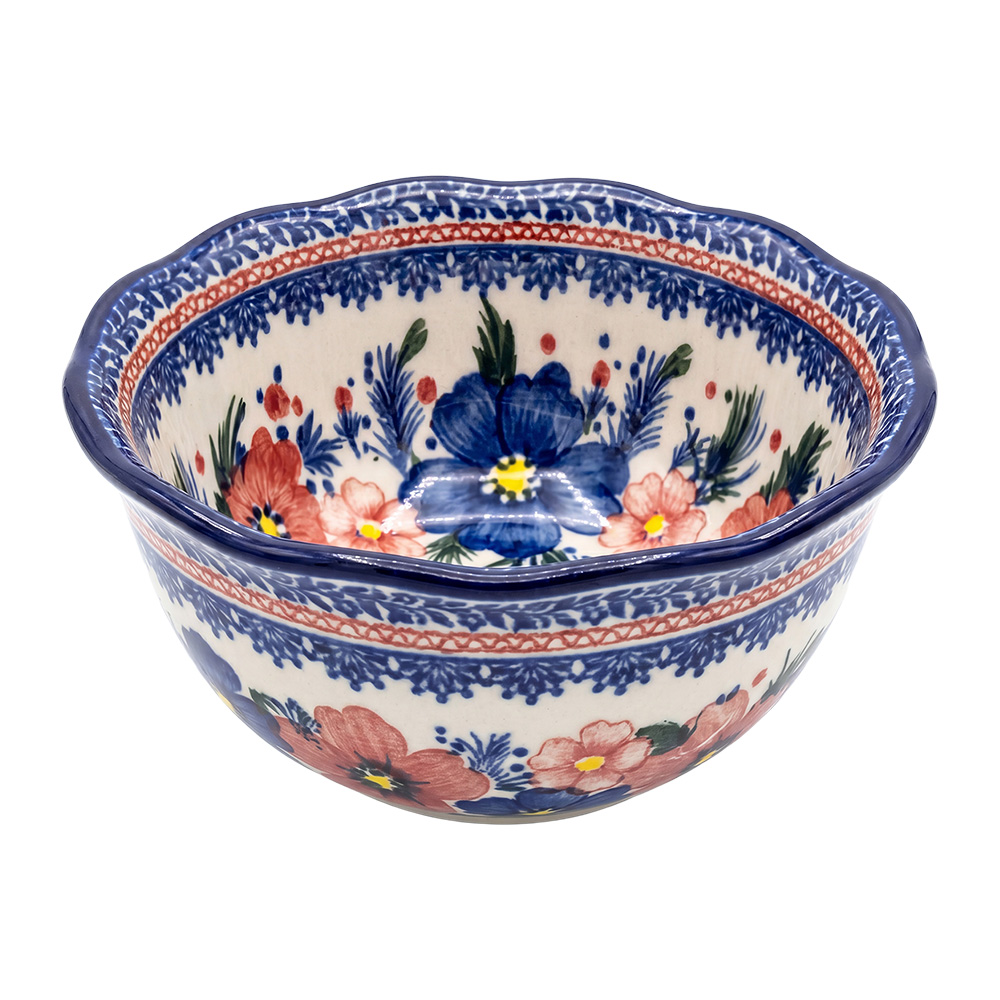 Clayre & Eef | Kom Wit Blauw &oslash; 13x7 cm | 6CEBO0269