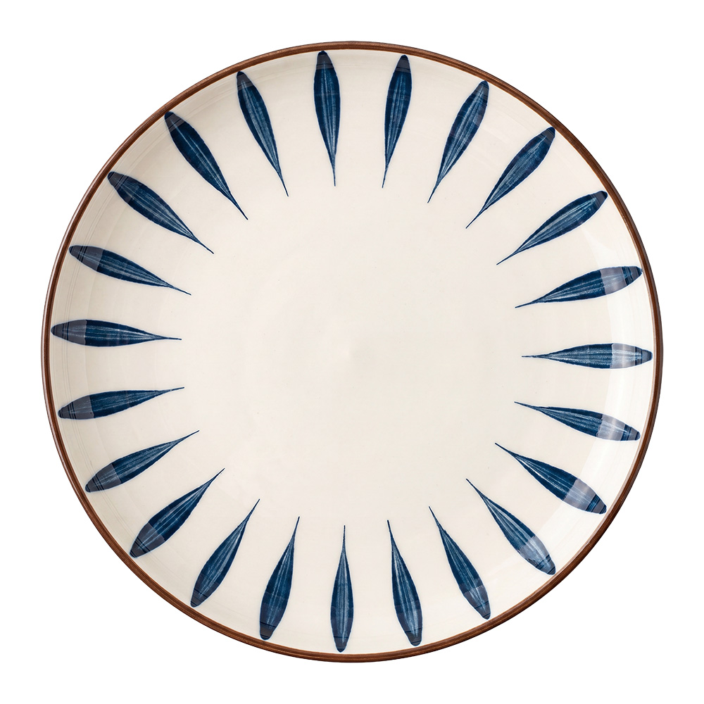 Clayre & Eef | Servies Ontbijtbord Wit Blauw &oslash; 20x2 cm | 6CEDP0174