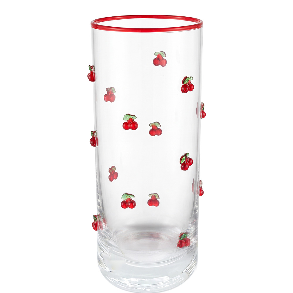 Clayre & Eef | Waterglas Transparant Rood &oslash; 6x15 cm / 350 ml | 6GL5519