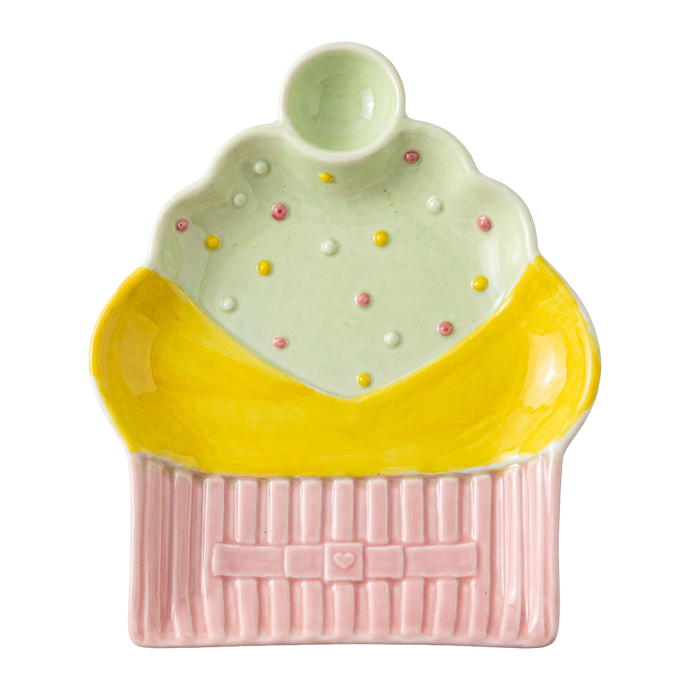 Clayre & Eef | Servies Ontbijtbord Roze Groen 20x16x2 cm | 6CEDP0175