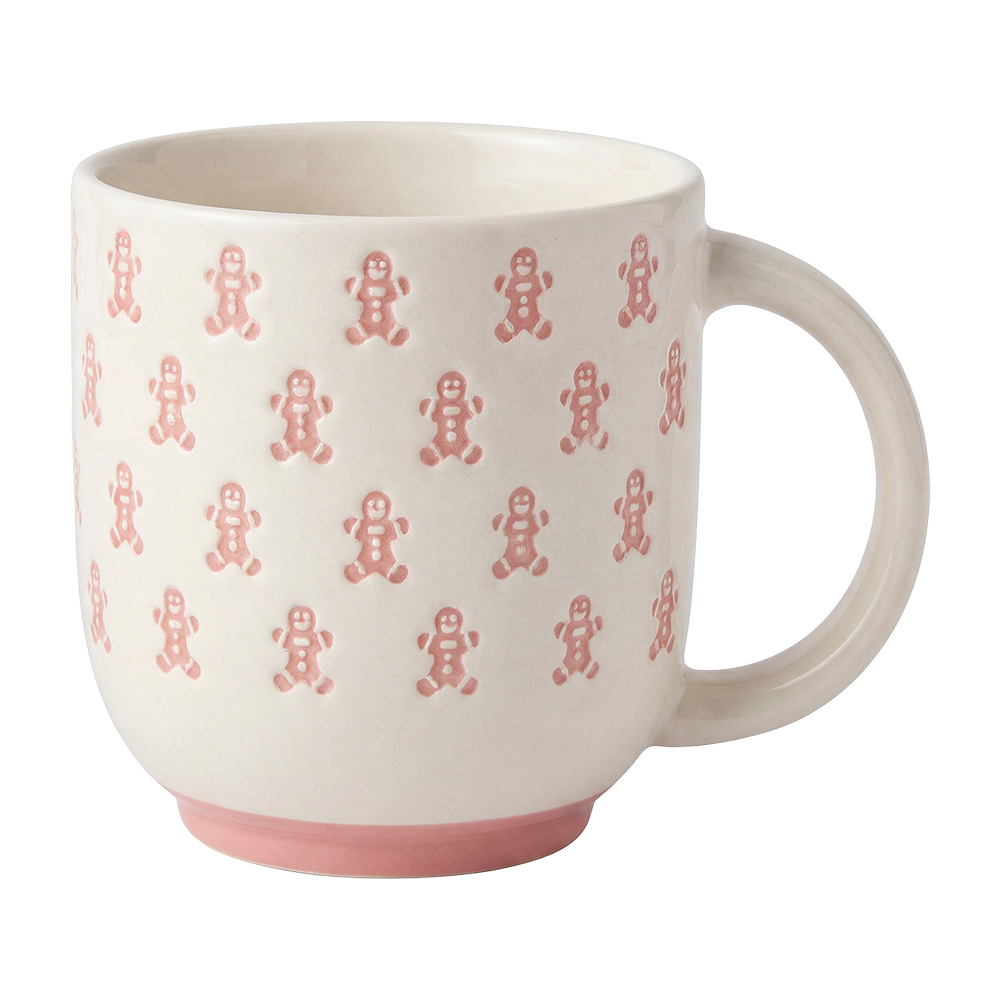 Clayre & Eef | Mok Wit Roze 10x10x6 cm / 480 ml | 6CEMU0256