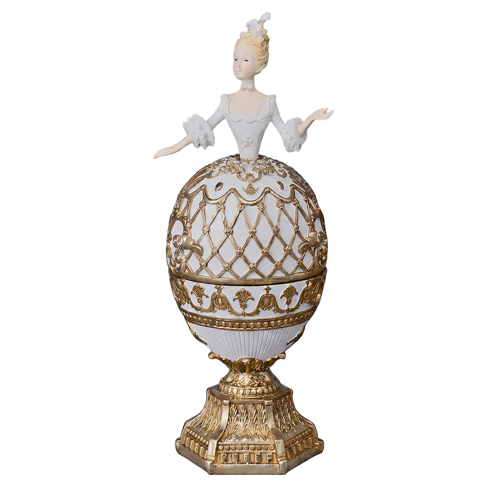 Clayre & Eef | Decoratie Vrouw Wit Goudkleurig 8x7x21 cm | 6PR6134
