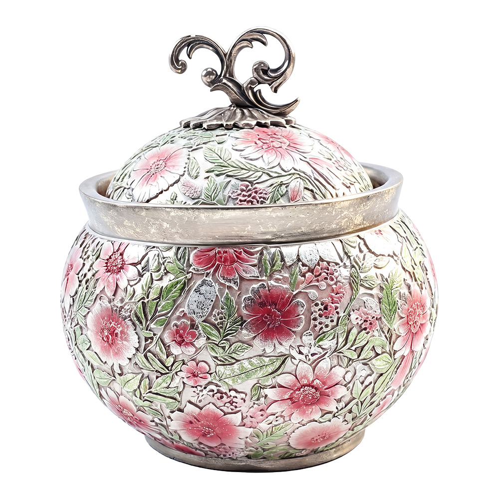 Clayre & Eef | Decoratie pot met deksel Roze Groen &oslash; 23x25 cm | 6PR6223