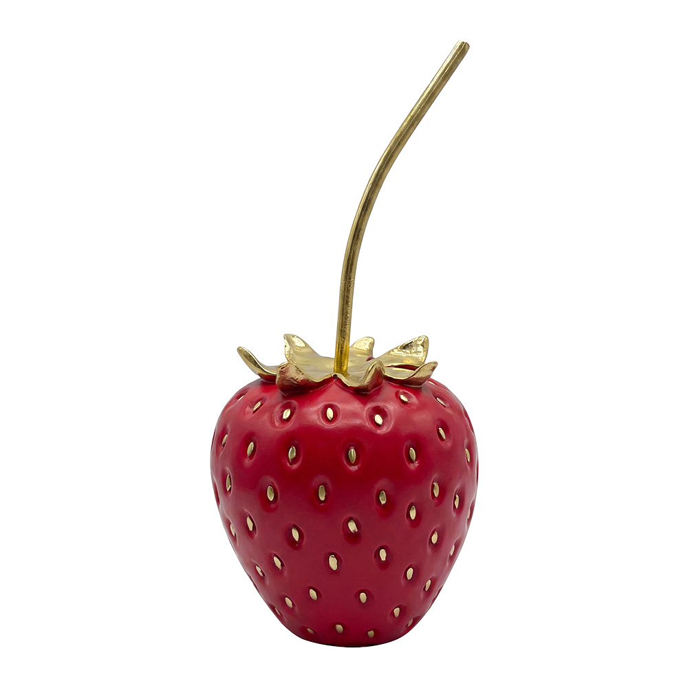 Clayre & Eef | Decoratie Aardbei Rood Goudkleurig &oslash; 16x36 cm | 6PR6418