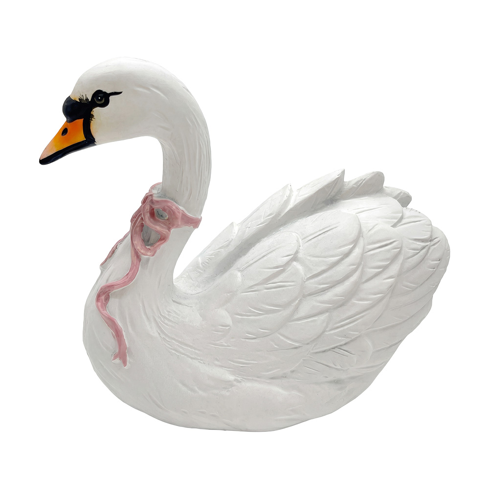 Clayre & Eef | Decoratie Zwaan Wit Roze 24x13x20 cm | 6PR6420