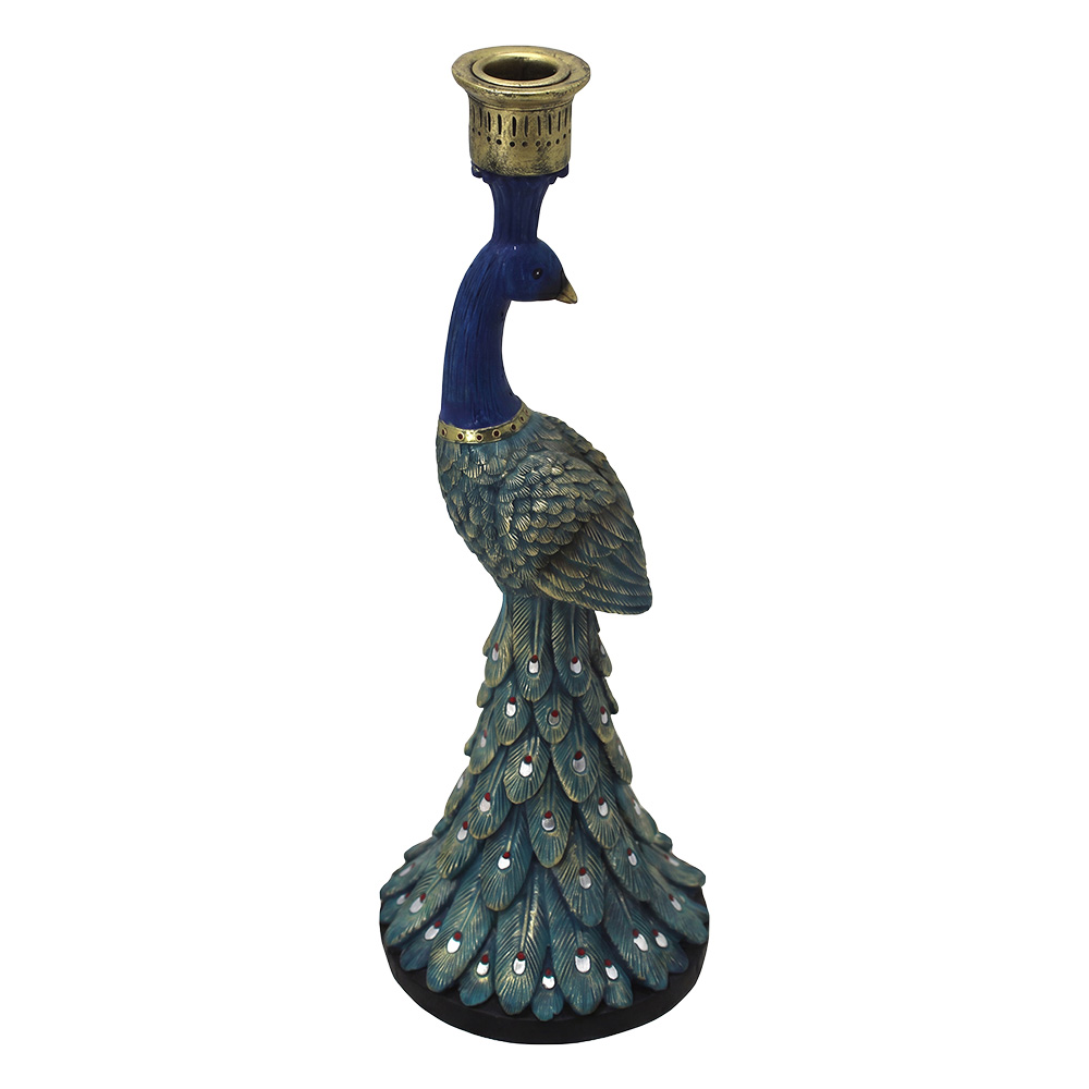 Clayre & Eef | Kandelaar Blauw Goudkleurig 12x12x33 cm | 6PR6471