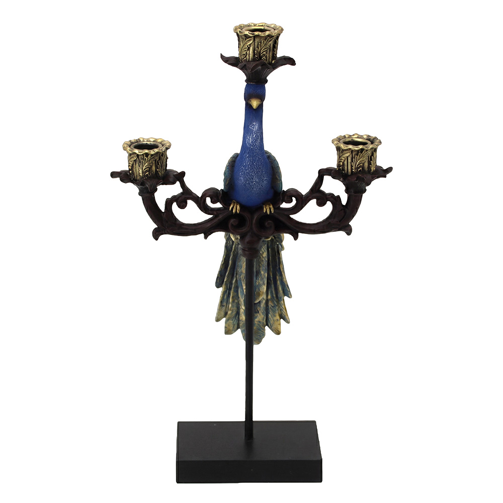 Clayre & Eef | Kandelaar Blauw Goudkleurig 25x10x42 cm | 6PR6472