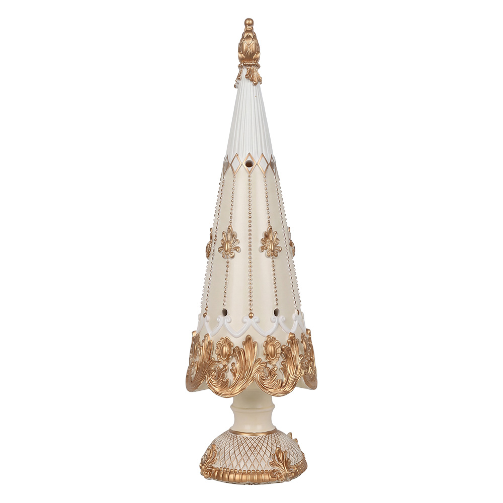 Clayre & Eef | Kerstdecoratie Kerstboom Wit Goudkleurig &oslash; 12x42 cm | 6PR6502