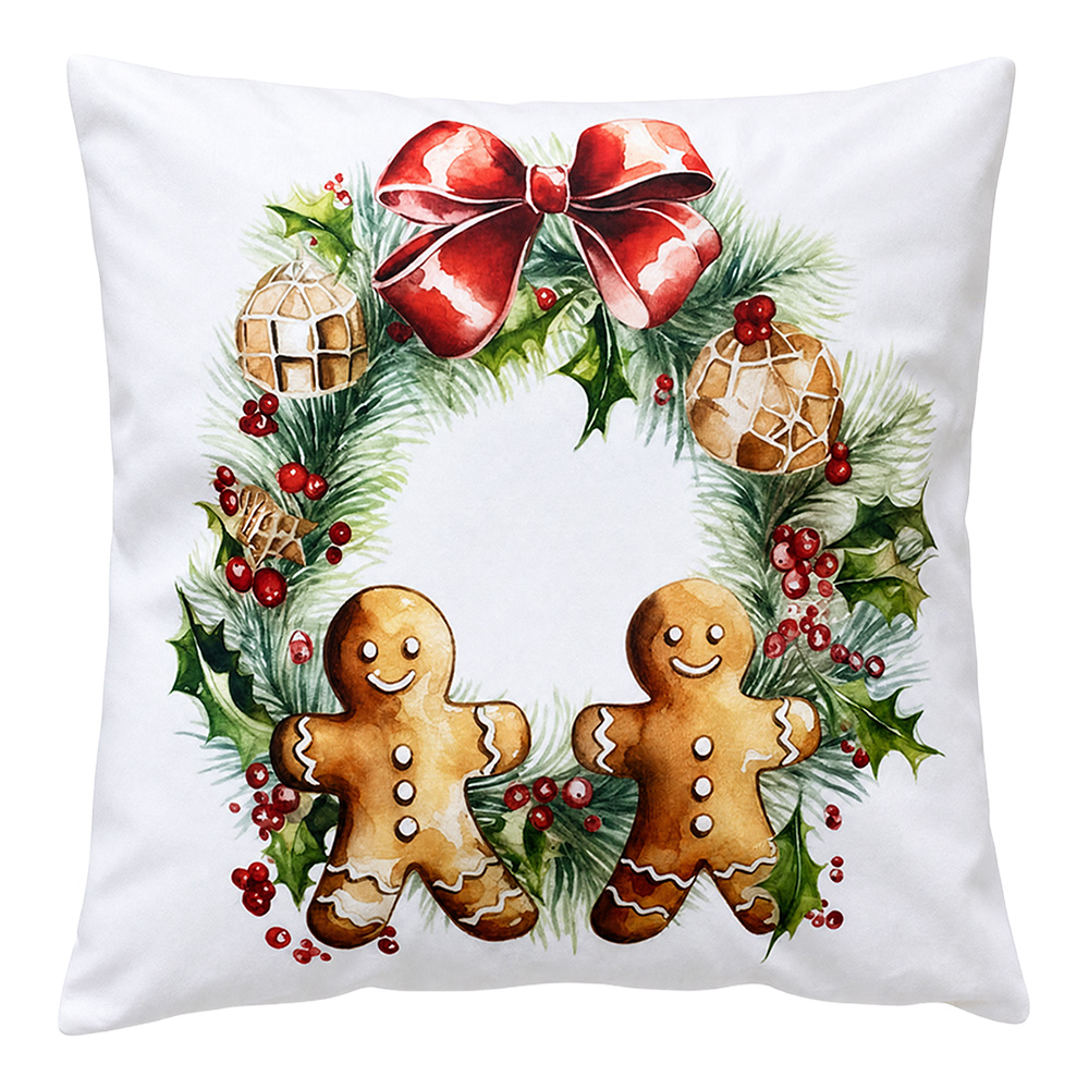 Clayre & Eef | Kussen met vulling Wit Bruin 45x45x4 cm | KG023.240