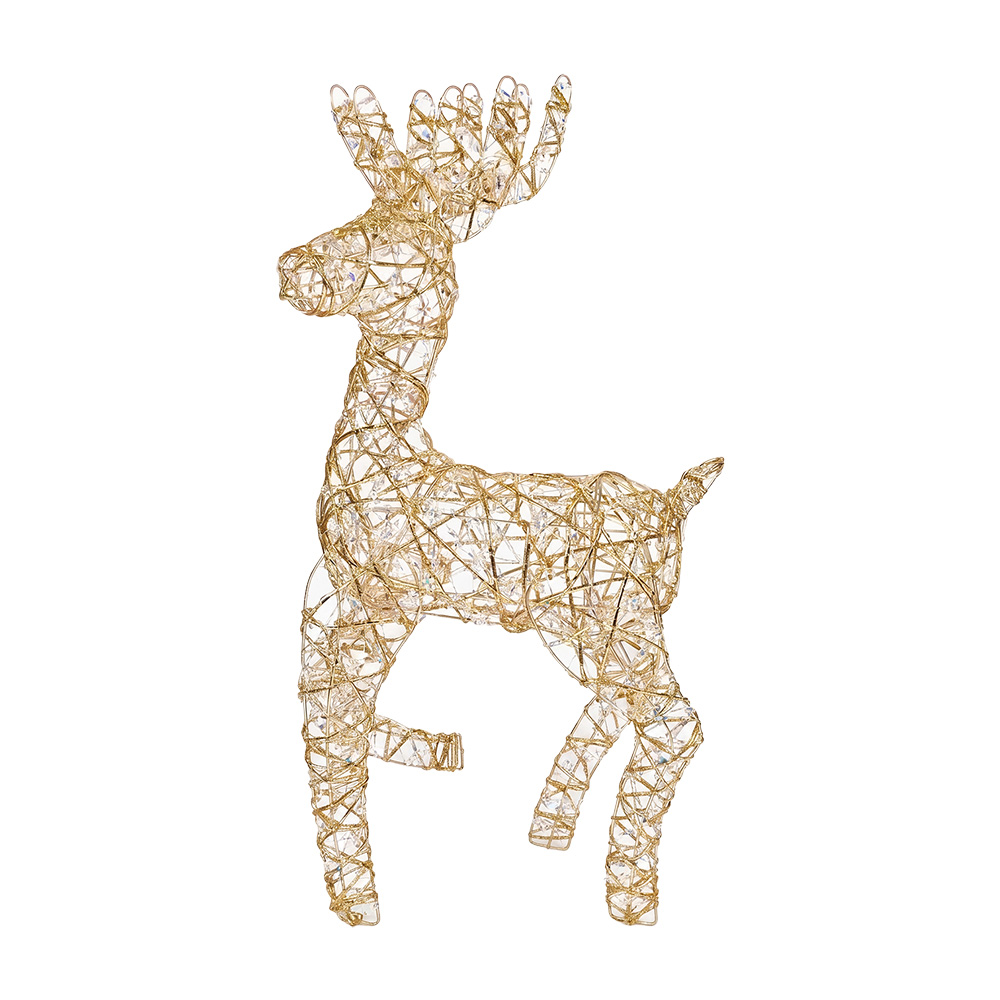 Clayre & Eef | Kerstdecoratie Rendier met LED Goudkleurig 38x25x76 cm / 3xAA | 50926