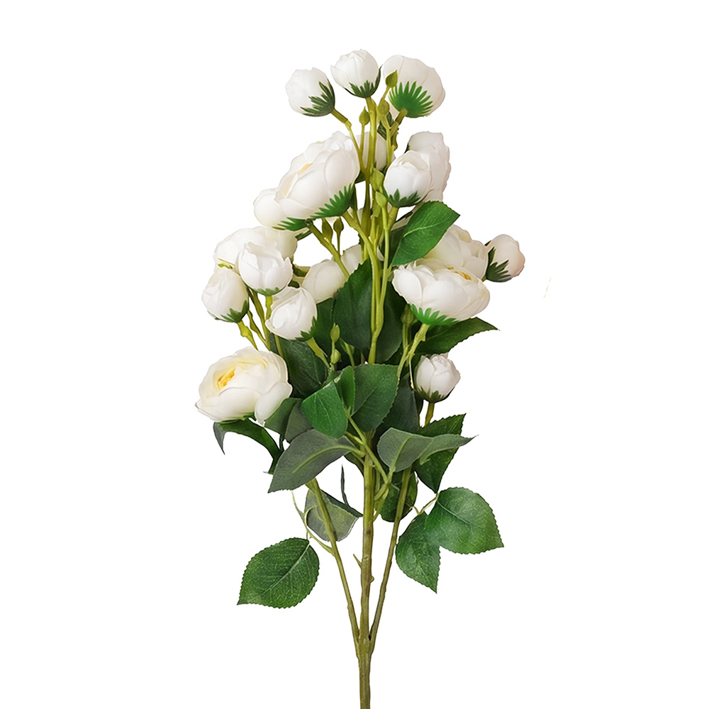 Clayre & Eef | Decoratie tak met bloemen Wit Groen 80 cm | 5PL0392W