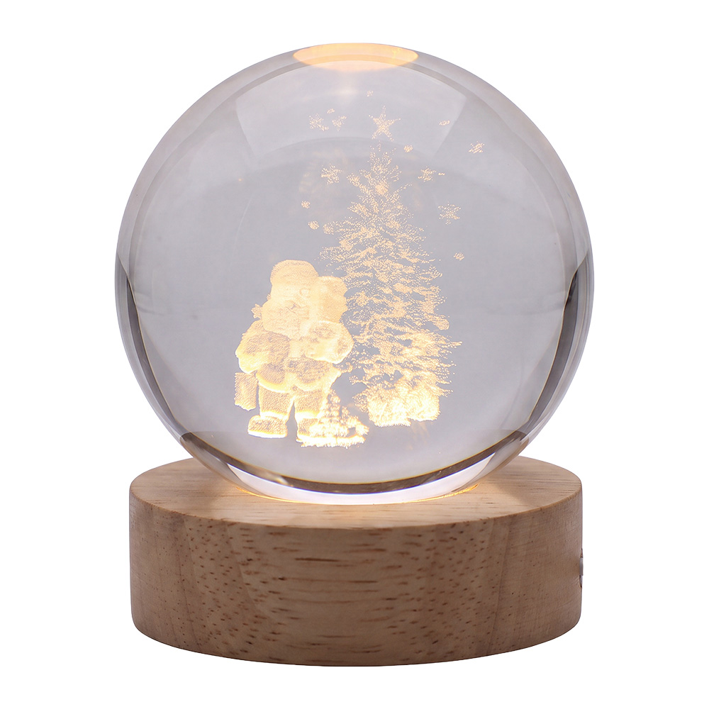 Clayre & Eef | Glazen bol met licht LED Bruin &oslash; 6 cm | 66963