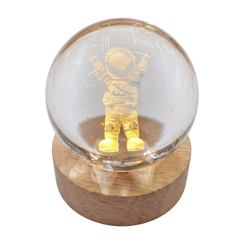 Clayre & Eef | Glazen bol met licht LED Bruin &oslash; 6 cm | 66964