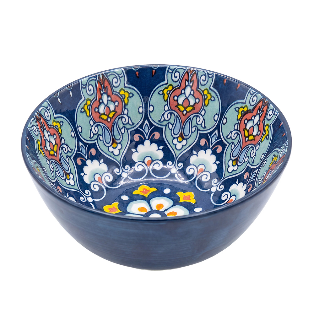 Clayre & Eef | Soepkom Blauw Wit &oslash; 13x6 cm / 350 ml | 6CEBO0218