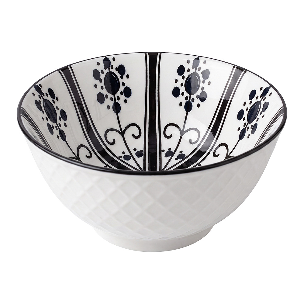 Clayre & Eef | Soepkom Wit Zwart &oslash; 13x6 cm / 350 ml | 6CEBO0220