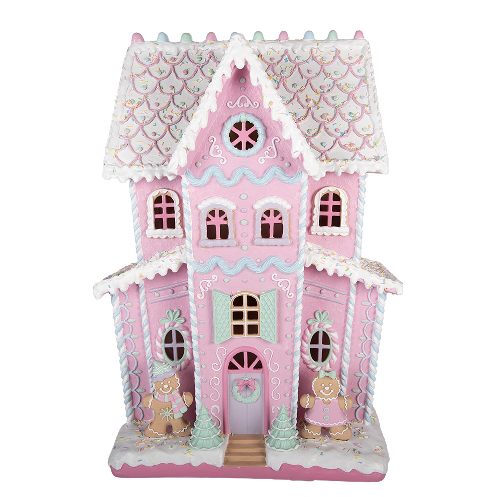 Clayre & Eef | Decoratie Huis Roze 54x31x76 cm LED / 3xAA | 5PR0218