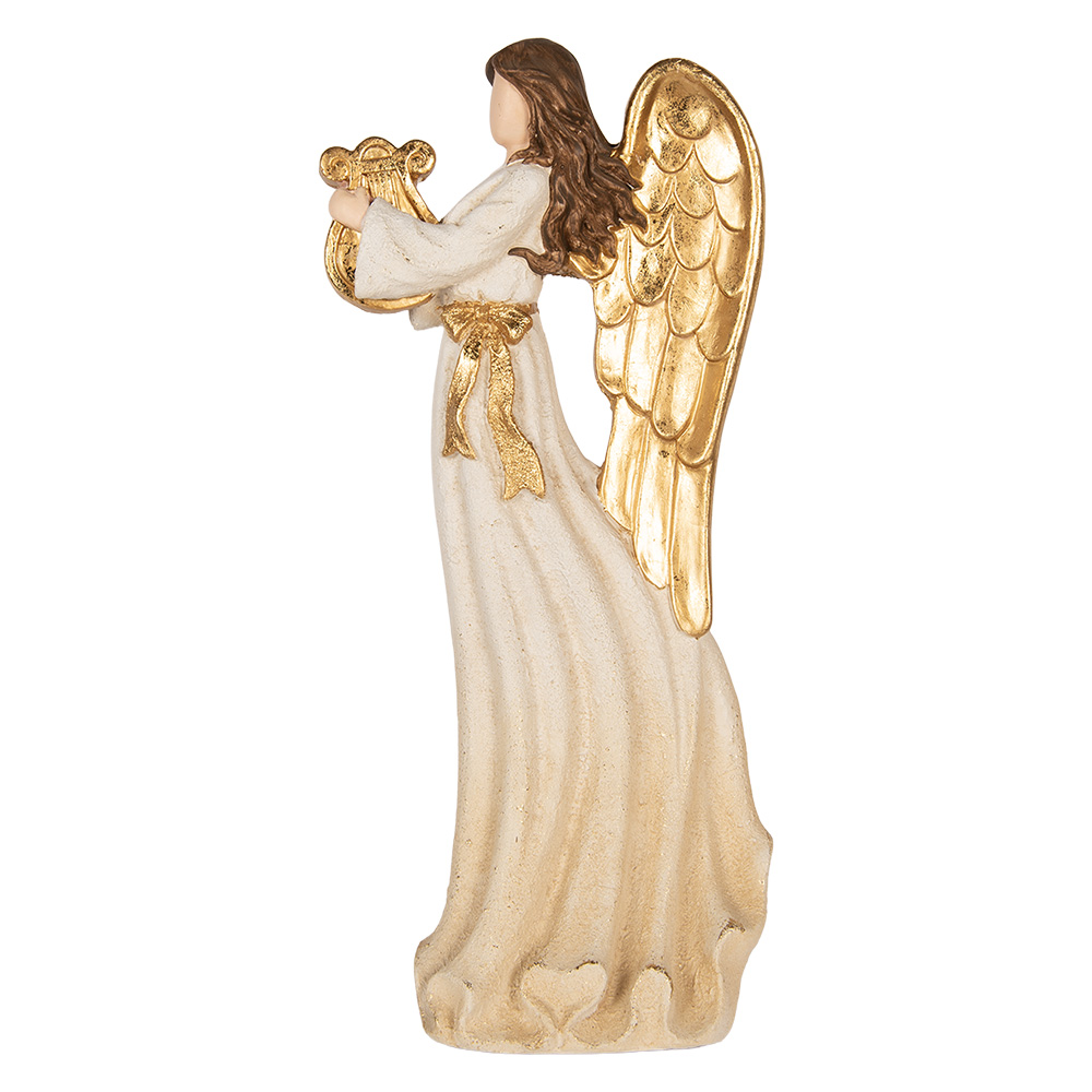 Clayre & Eef | Decoratie Engel Wit Goudkleurig 28x16x63 cm | 5PR0220
