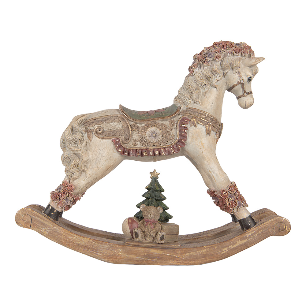 Clayre & Eef | Decoratie Hobbelpaard Beige Rood 55x14x46 cm | 5PR0240