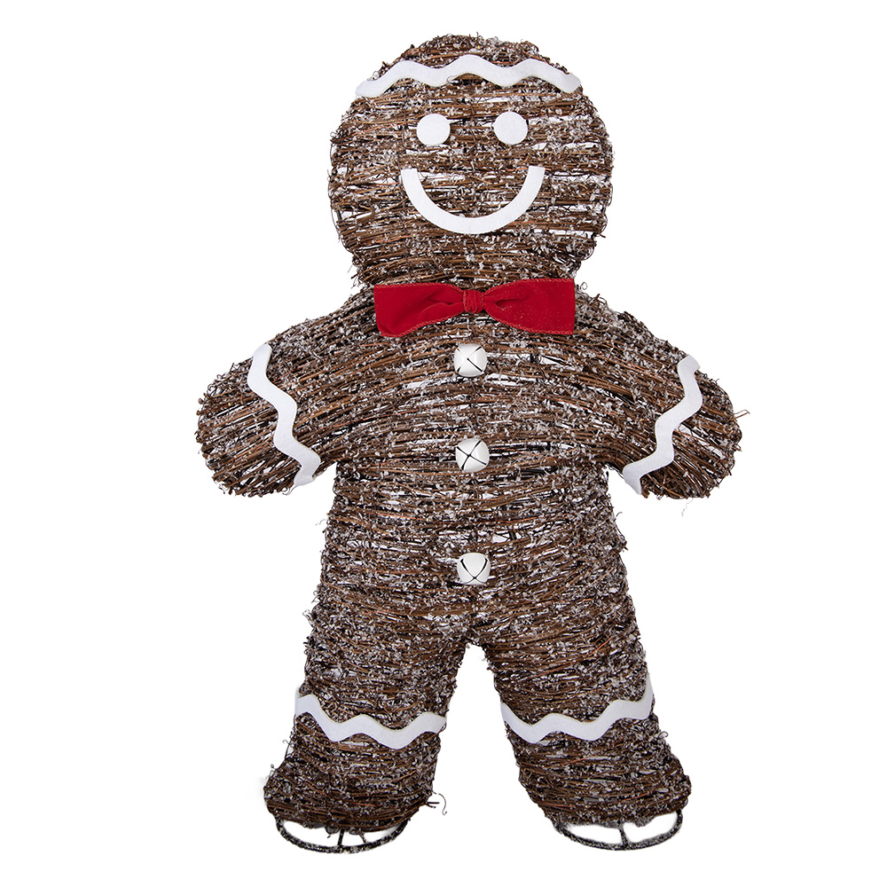 Clayre & Eef | Decoratie peperkoekpop met LED Bruin Wit 40x61 cm / 3xAA | 5RO0106