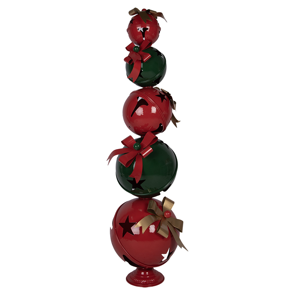 Clayre & Eef | Decoratie Kerstbal Rood Groen 53x44x135 cm | 5Y1459