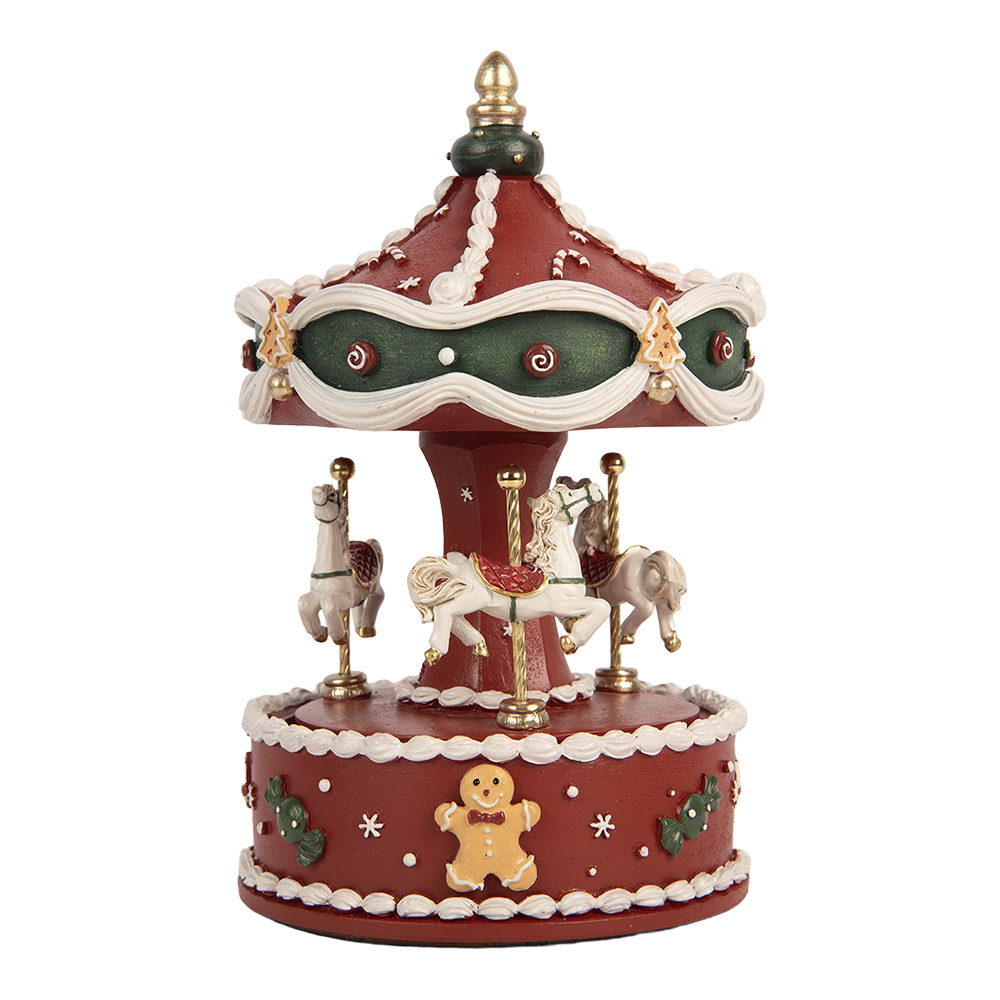 Clayre & Eef | Muziekdoos Draaimolen Rood Wit &oslash; 12x19 cm | 66755