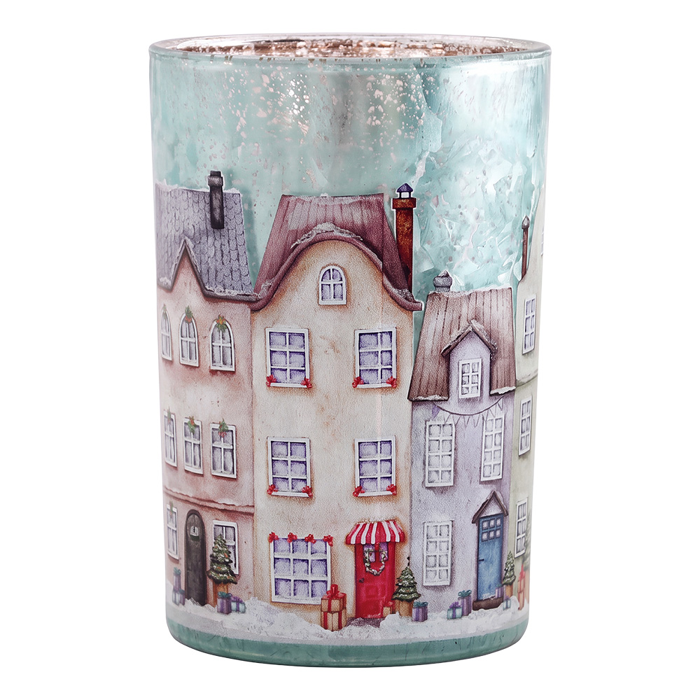 Clayre & Eef | Waxinelichthouder Blauw Beige &oslash; 12x18 cm | 6GL5392