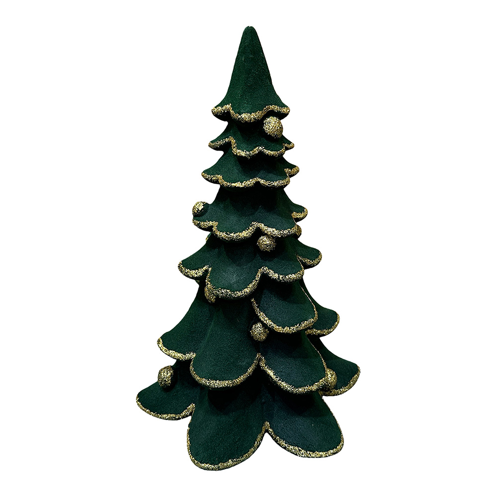 Clayre & Eef | Kerstdecoratie Kerstboom Groen Goudkleurig 26x23x41 cm | 6MG0199
