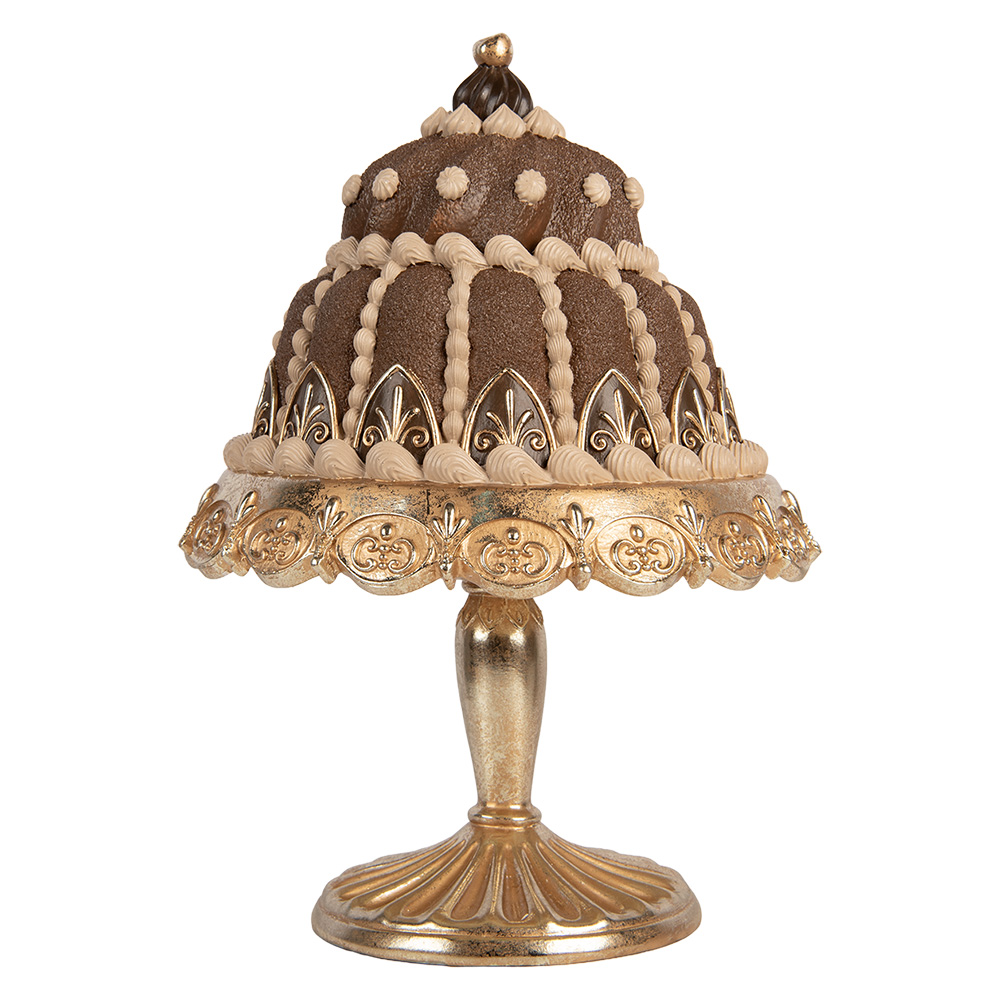 Clayre & Eef | Decoratie taart Bruin Goudkleurig &oslash; 26x36 cm | 6PR6133