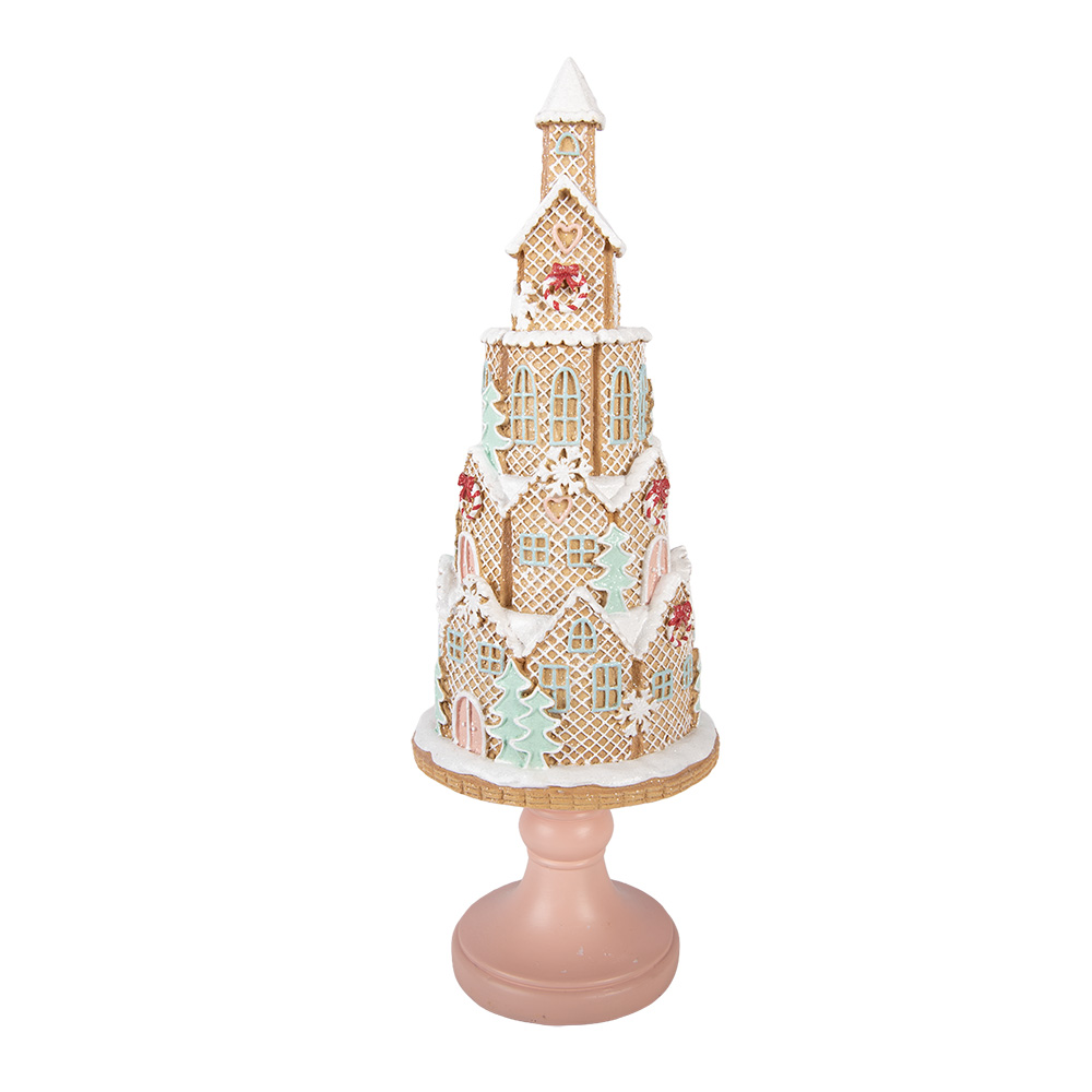 Clayre & Eef | Decoratie Huis Bruin Groen &oslash; 14x40 cm | 6PR6343