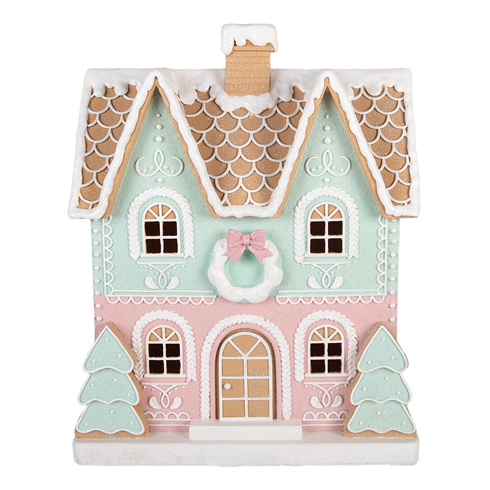 Clayre & Eef | Decoratie Huis Bruin Groen 38x20x48 cm | 6PR6370