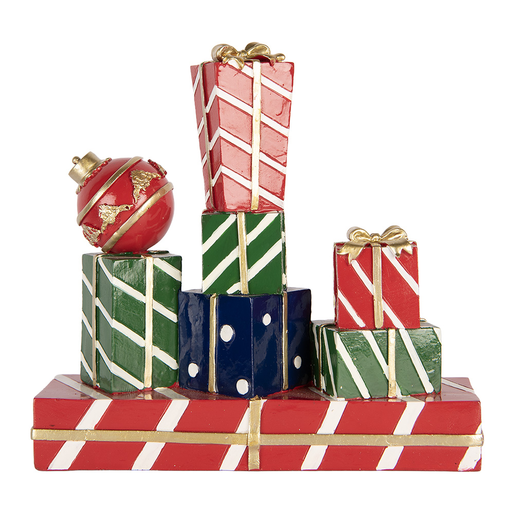 Clayre & Eef | Decoratie van opgestapelde Cadeautjes Rood Groen 21x7x21 cm | 6PR6381