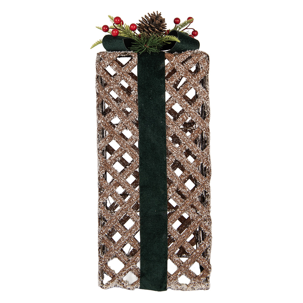 Clayre & Eef | Decoratie cadeau Bruin Groen 20x20x53 cm | 6RO0620