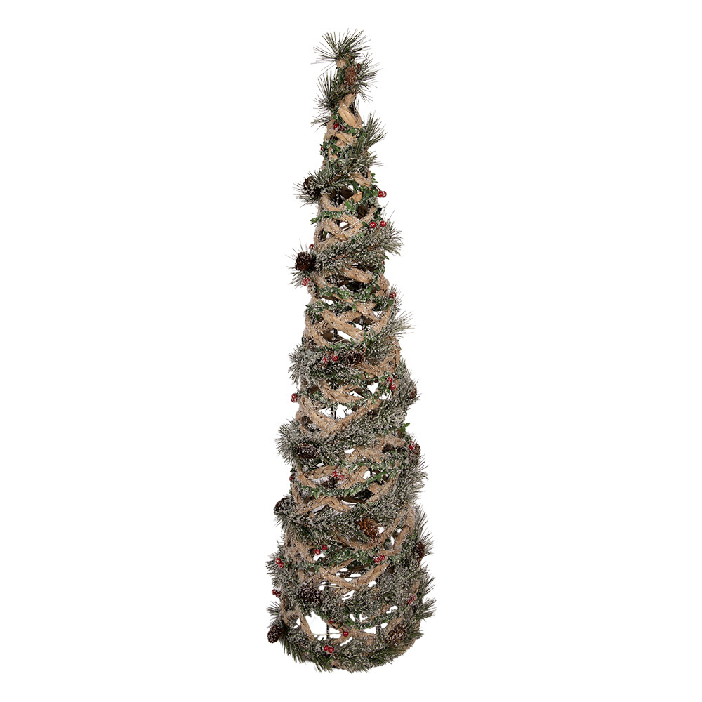 Clayre & Eef | Decoratie Kertboom met LED Groen Bruin &oslash; 15x41 cm / 2xAA | 6RO0622