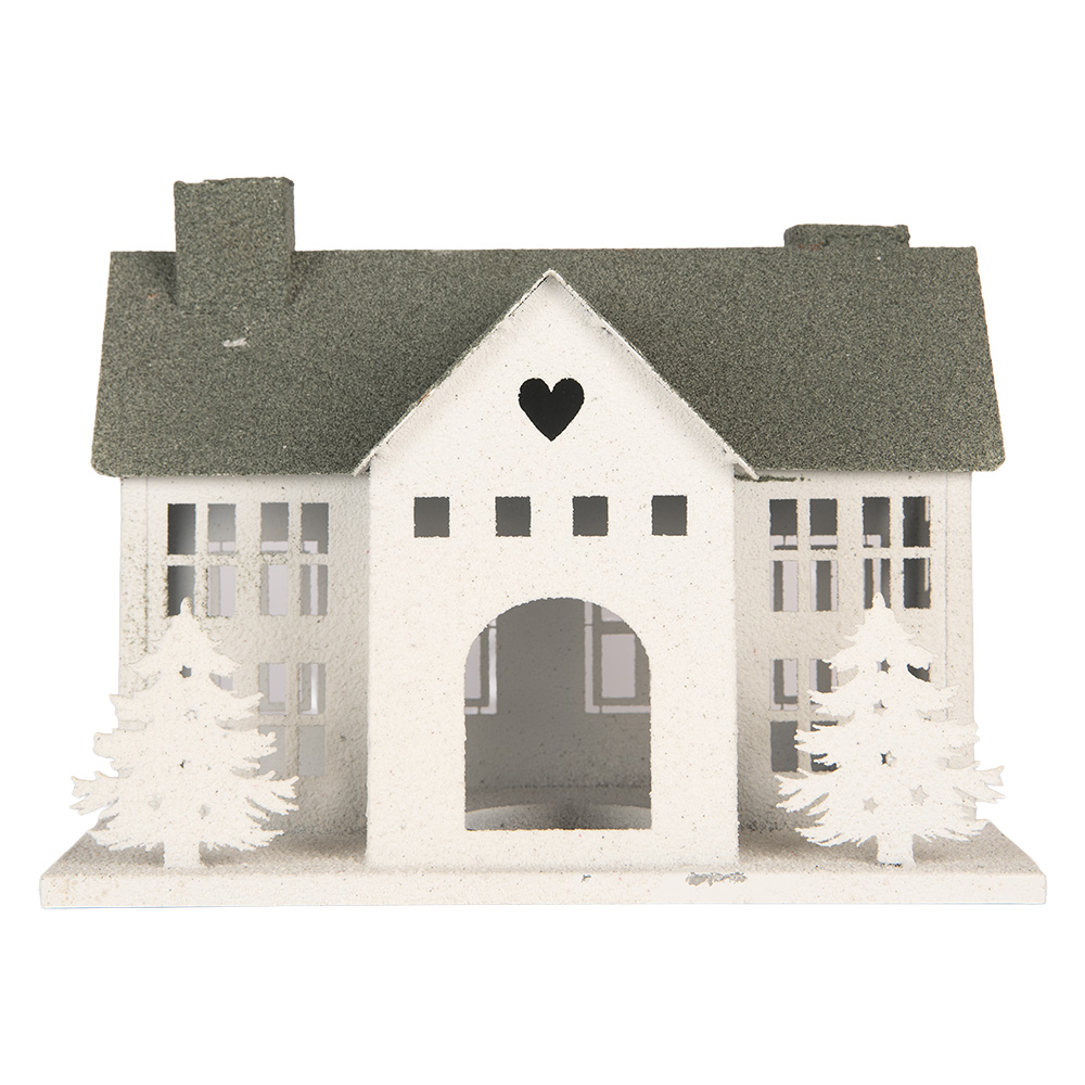 Clayre & Eef | Decoratie Huis Wit Groen 31x23x32 cm | 6Y6067