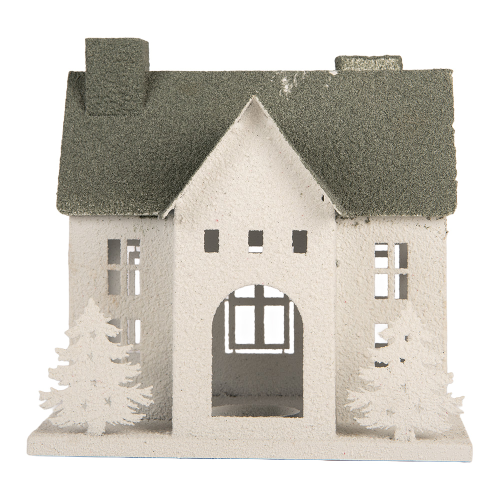 Clayre & Eef | Decoratie Huis Wit Groen 26x17x26 cm | 6Y6068