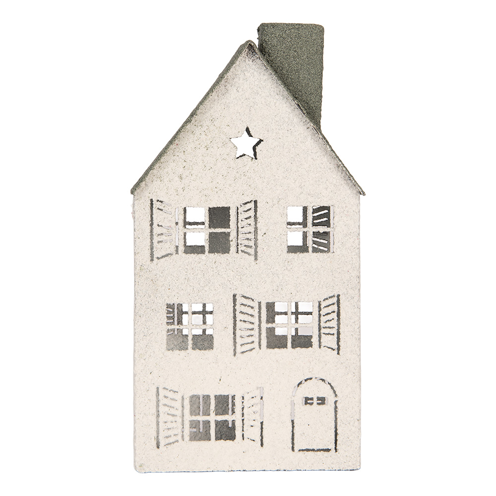 Clayre & Eef | Decoratie Huis Wit Groen 16x9x32 cm | 6Y6077