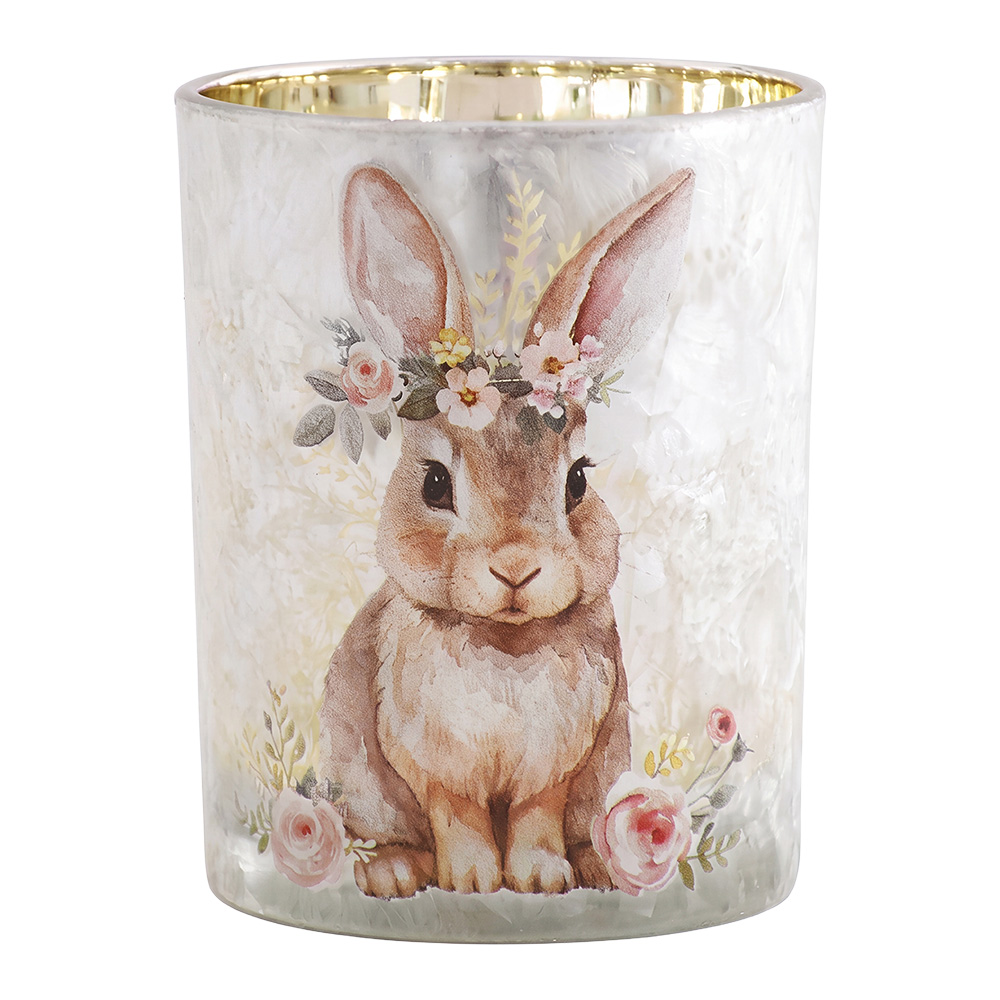 Clayre & Eef | Waxinelichthouder Grijs Bruin &oslash; 10x13 cm | 6GL5397