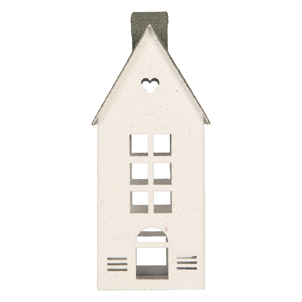 Clayre & Eef | Decoratie Huis Wit Groen 11x11x29 cm | 6Y6076