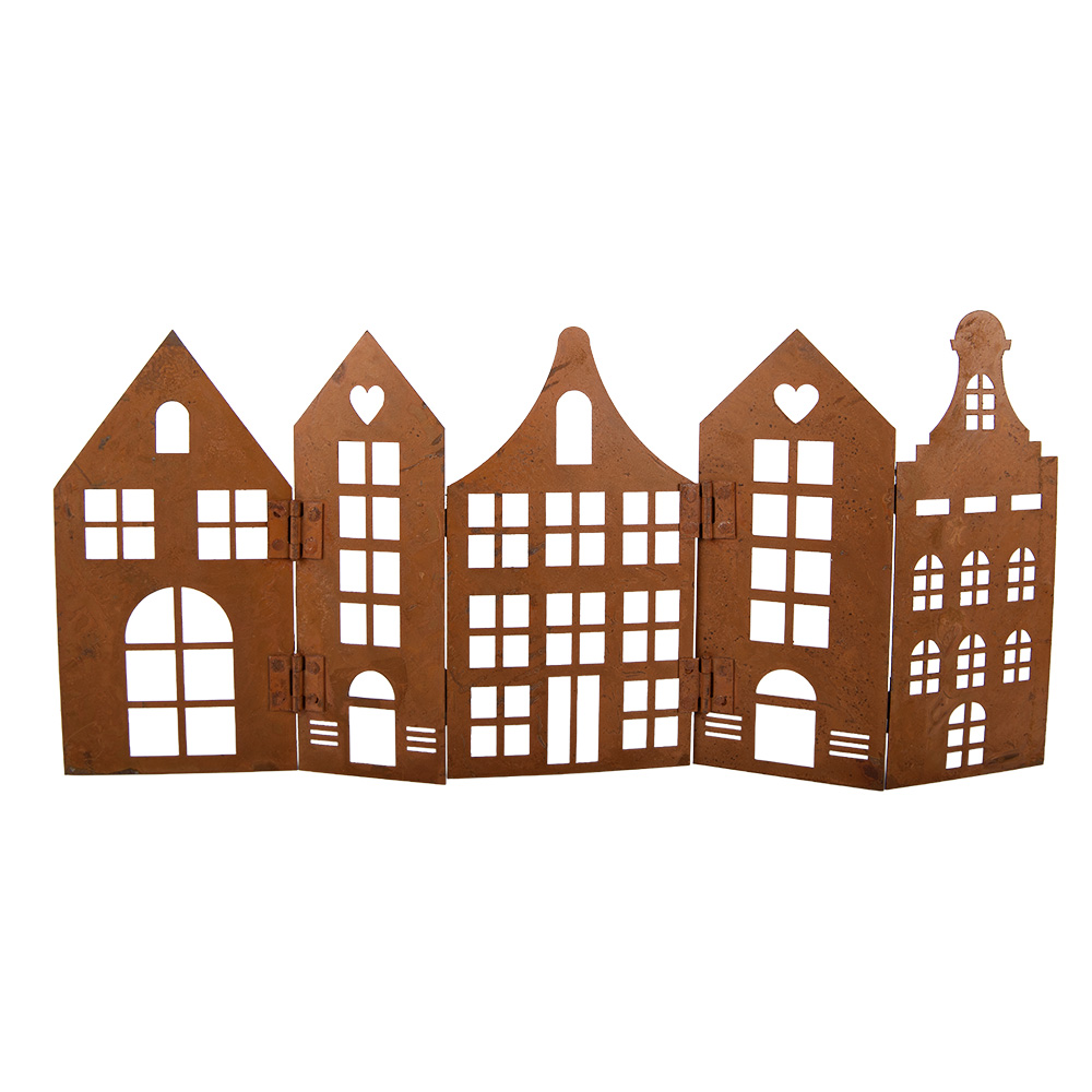 Clayre & Eef | Decoratie Huisjes Bruin 45x1x21 cm | 6Y6091