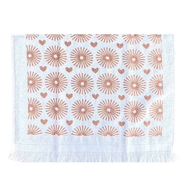 Clayre & Eef | Gastendoekje Wit Beige 40x66 cm | CT039
