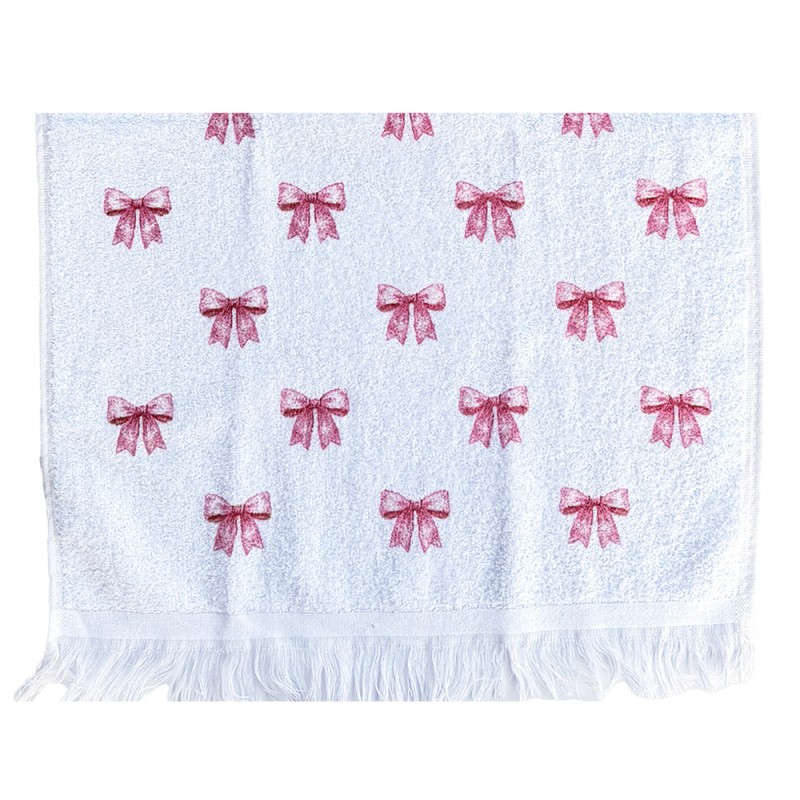 Clayre & Eef | Gastendoekje Wit Roze 40x66 cm | CT040