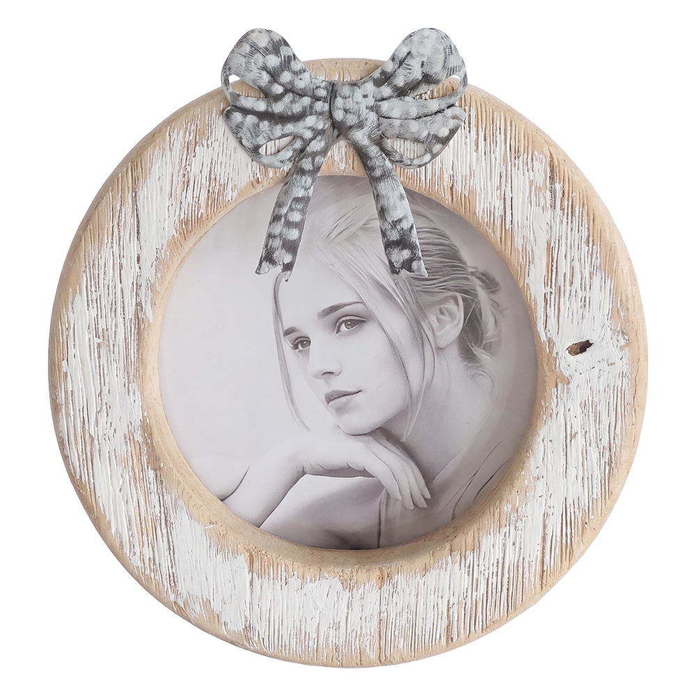 Clayre & Eef | Fotolijst Wit Grijs 14x2x15 cm / &oslash; 10 cm | 2F1384