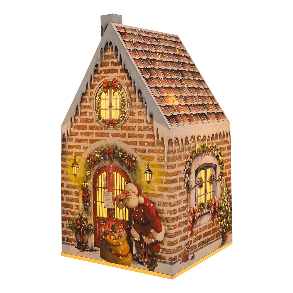 Clayre & Eef | Decoratie Huis met LED Bruin Rood 11x11x21 cm / 3xAA | 67043