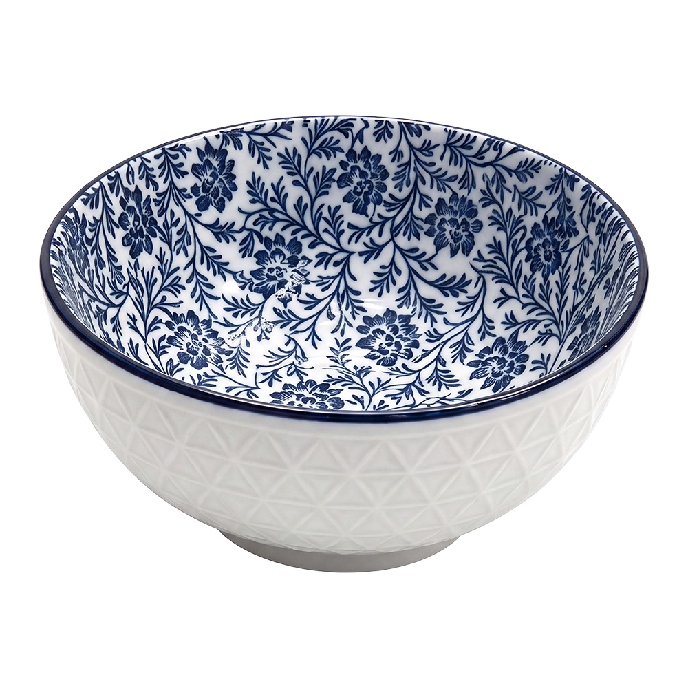Clayre & Eef | Soepkom Wit Blauw &oslash; 13x5 cm / 300 ml | 6CEBO0251