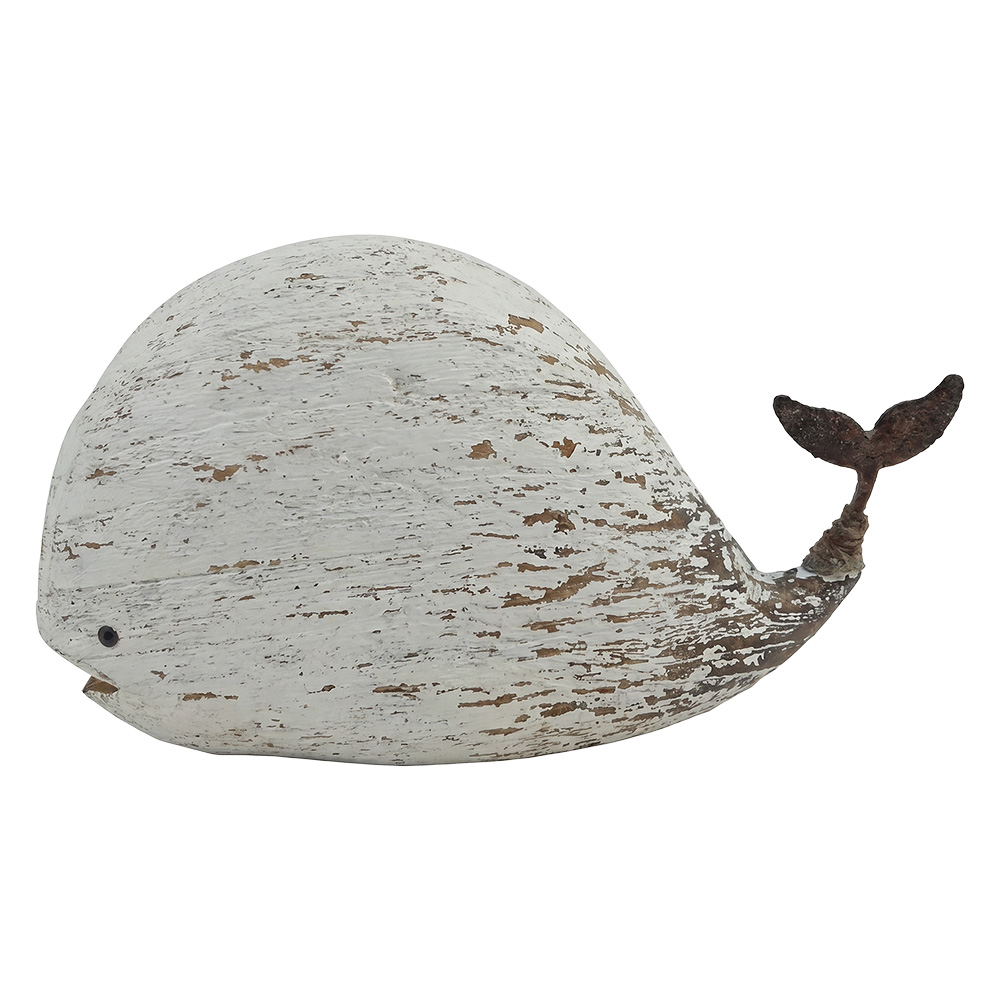 Clayre & Eef | Decoratie Walvis Wit Bruin 25x7x14 cm | 6H2517