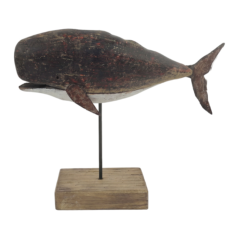 Clayre & Eef | Decoratie Walvis Bruin Wit 27x8x21 cm | 6H2520